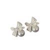 Sweet personality French retro dumb silver bow earrings women's exquisite versatile fashion elegant pearl stud earrings