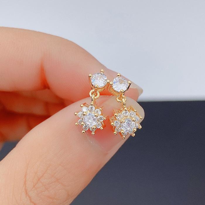 Popular Women'S Earrings Exquisite Zirconium Flower Earrings Personalized Small Versatile Stud Earrings Student White Collar