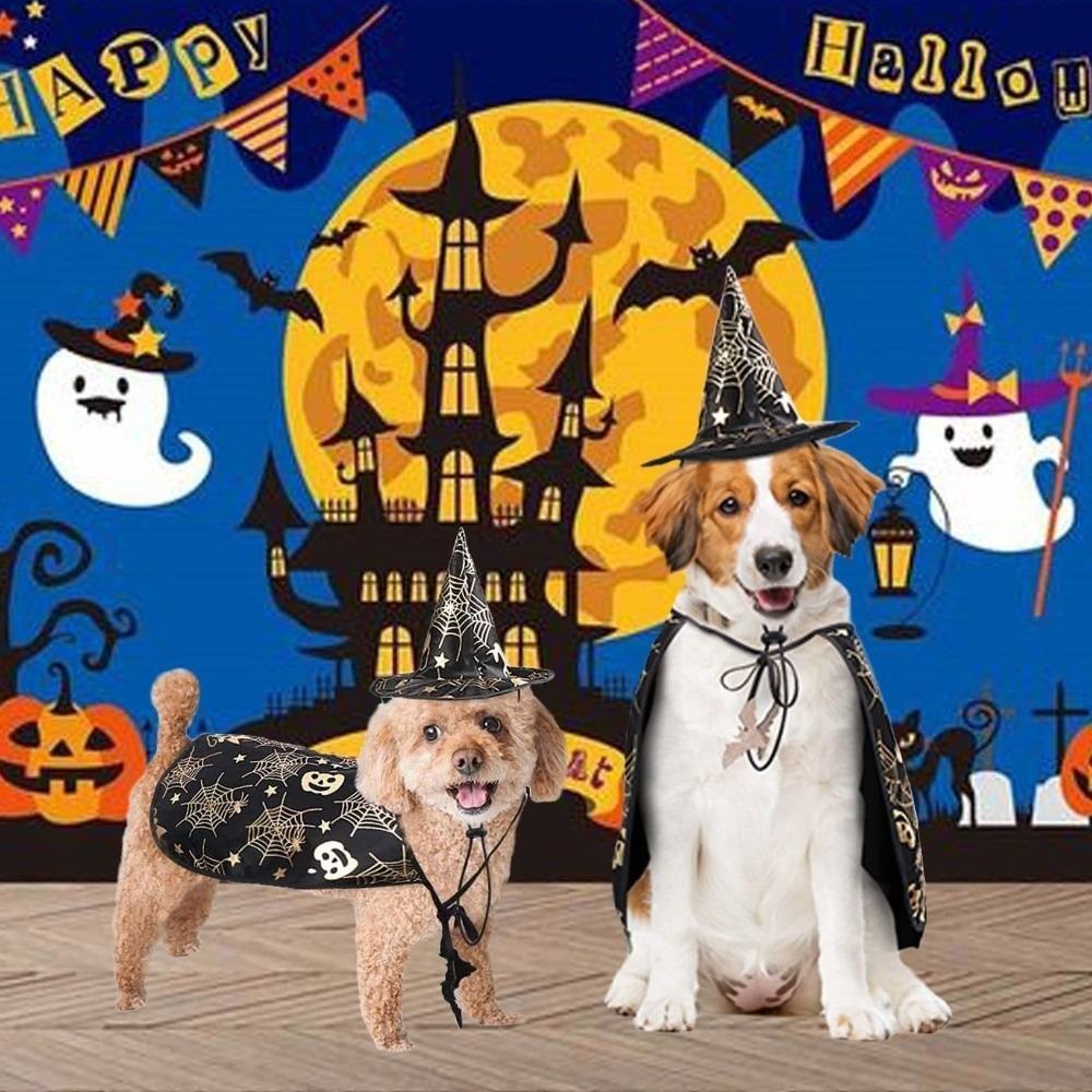 Pumpkin Halloween Dog Cloak Hat Adjustable Cats Cosplay Clothes Funny Halloween Pet Apparel Party