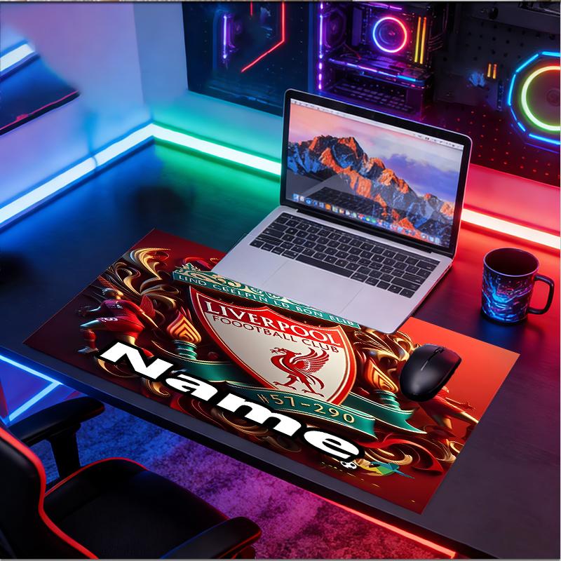 Custom Name Personalized Football team F.C Pattern Mousepad, Laptop PC Desk Mat, Decorative Desk Mat for Home Keyboard Pad Gift