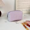 Striped Seersucker Makeup Pouch Large Capacity Durable Zipper Portable Compact Cosmetic Storage Bag for Short Trip Use
