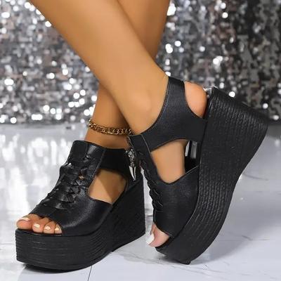 Fashion Wedges Sandals for Women 2024 Summer New Platform Fashion Footwear Black Casual Sandals Breathable and Light Weight