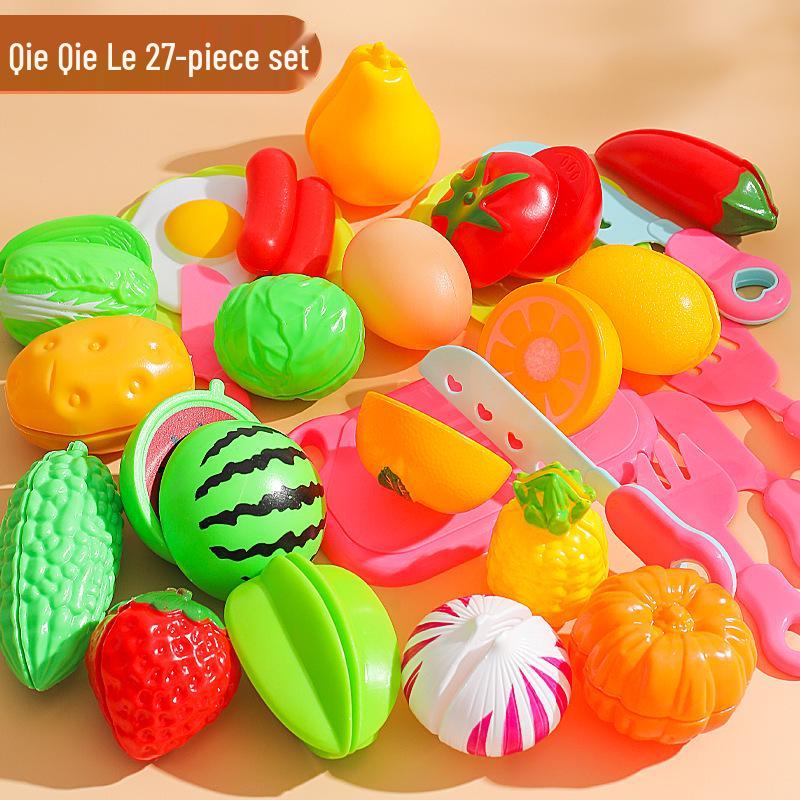 Kids' Pretend Play Kitchen Set: Vegetables, Pizza, and Fruit Cutting Fun