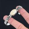 Daughters Day Deal Oval Fossil Coral Gemstone Flower Bangle Jewelry 925 Silver