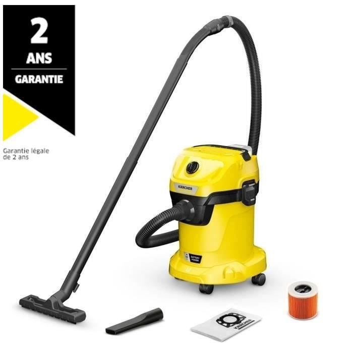 Aspirateur eau et poussières sans fil KARCHER WD3-18 V-17/20 - Jaune et noir - Plastique - (sans batterie ni chargeur)