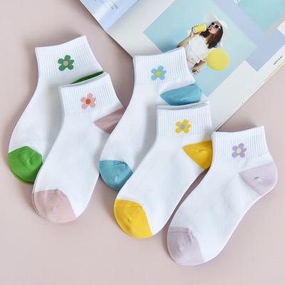 5 Pairs Summer Women's Cotton Shallow Mesh Boat Socks Cartoon Small Flower Mesh Female Socks