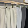 Printemps été hommes pantalons décontractés costume pantalon coupe ajustée travail taille élastique Jogging affaires pantalon mâle noir grande taille