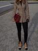 2024 Euro-American Plaid Waist-Cinching Slim-Fit Coat with Long Sleeves and Turn-Down Collar for Autumn/Winter Fashion