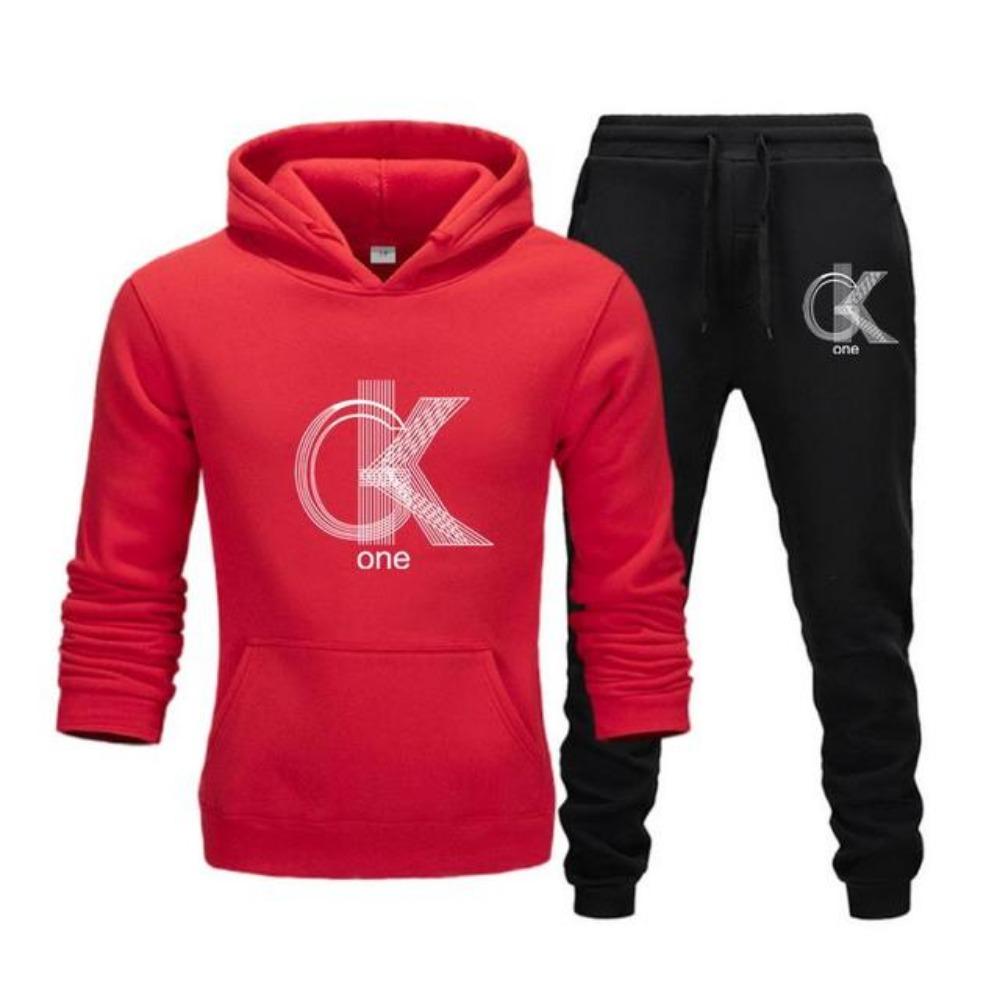 Herenmode Bedrukte Hoodie+Broek Set, Casual Sportkleding+Sportkleding Set
