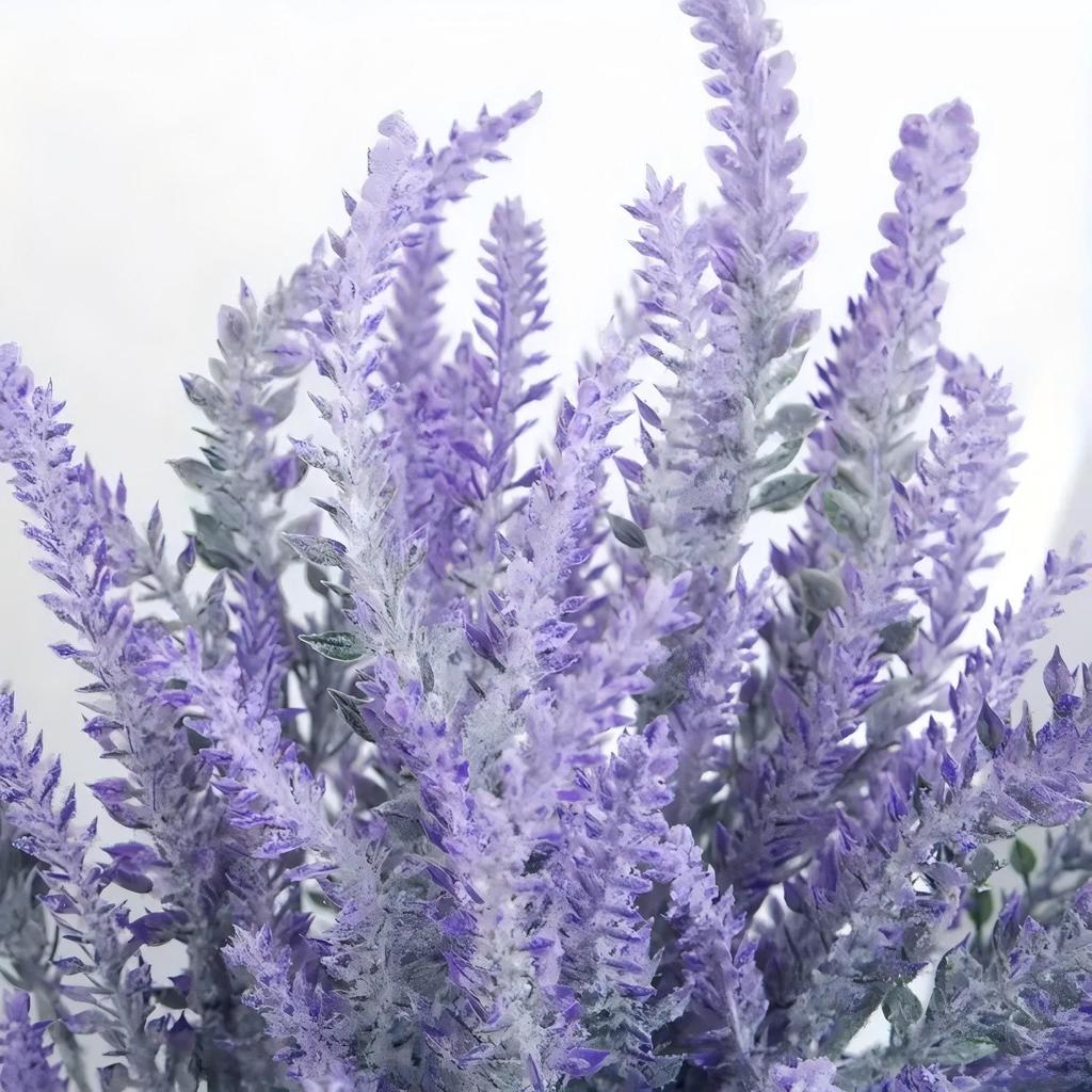 5-Head Flocked Lavender Artificial Flower for Home and Outdoor Decor