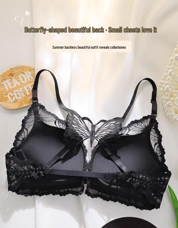 2026 Zodiac Wedding Red Lingerie Set: Butterfly Back Push-up Bra for Small Busts