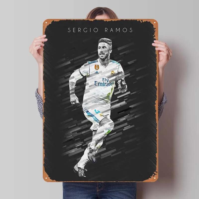Sergio Ramos Metal Sign Sports Poster Room Decoration Man Cave Vintage Tinplate Sign Plaque for Wall Art Decoration Retro Home