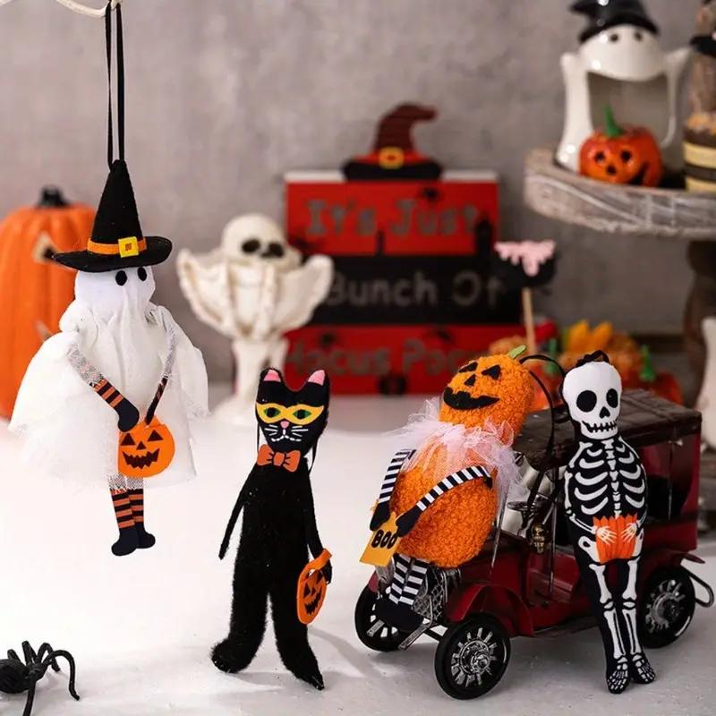 Halloween Wall Hanging Ornaments Pumpkin Ghost Skeleton Black Cat Decor for Home Party Festival Halloween Decoration Pendant