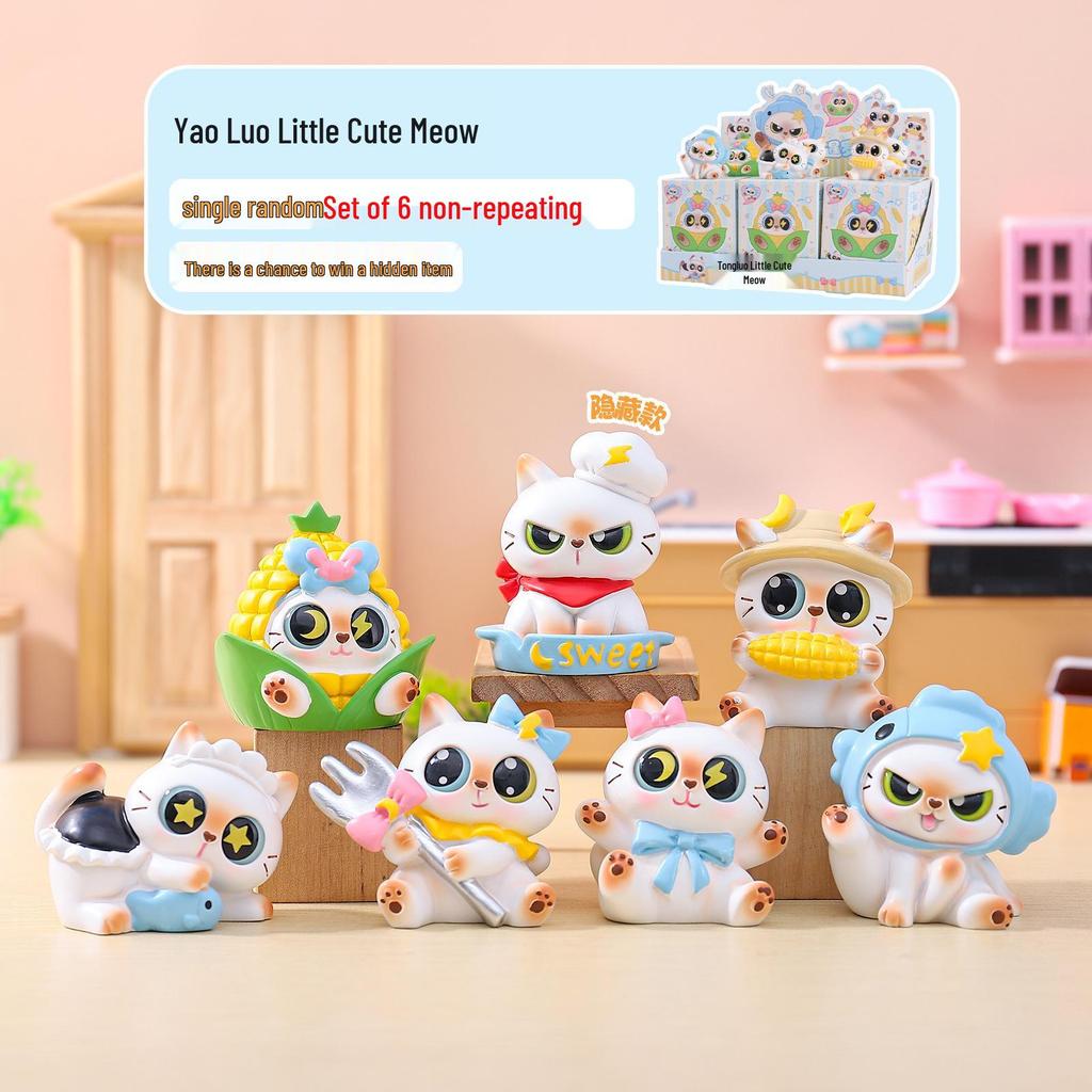 Trendy Cat Sparkling Soda Toy Blind Box – Colorful & Cute Cat Ornaments for Home or Office Décor