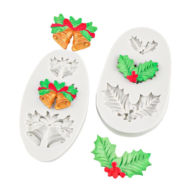 Weihnachts-Stechpalmenblatt Silikonform für Kuchen- & Schokoladendekorationen