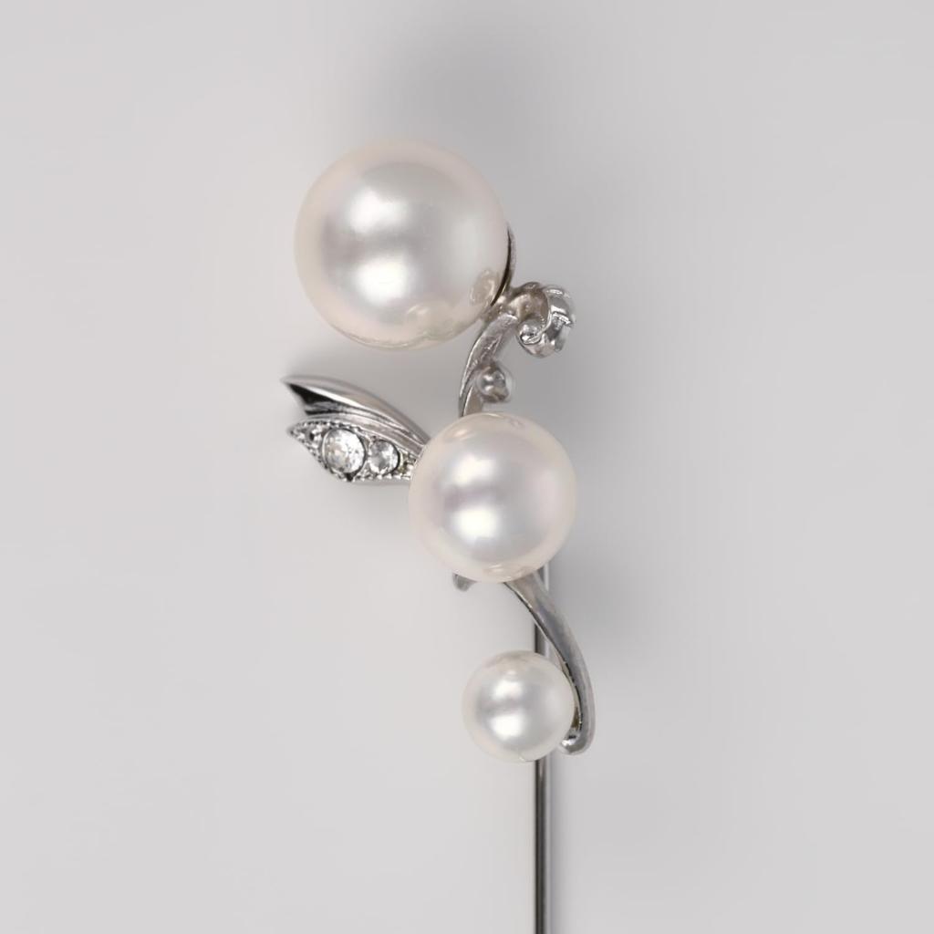 by Yumi Pearl Hat Pin Yumi Sienne Brooch Popular Formal Occasions Stylish Simple Made in Japan [Produced Katsura] Women's (White)