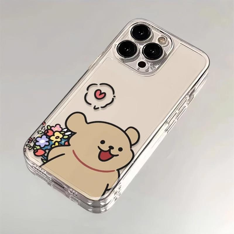 Transparentes Paar Handyhülle 15 für IPhone14 Bouquet Line Hund Schutzhülle 13 für Apple 11 Space Soft Case