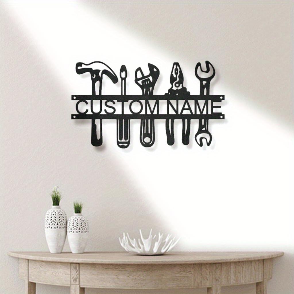 Custom Industrial Metal Wall Art with Name Workshop Tools Rustic Decor for Garage Man Cave