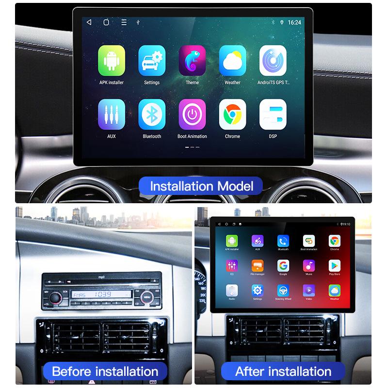 13" Rotating Single/Double Din Android Touchscreen Car Head Unit with Navigation & Backup Camera