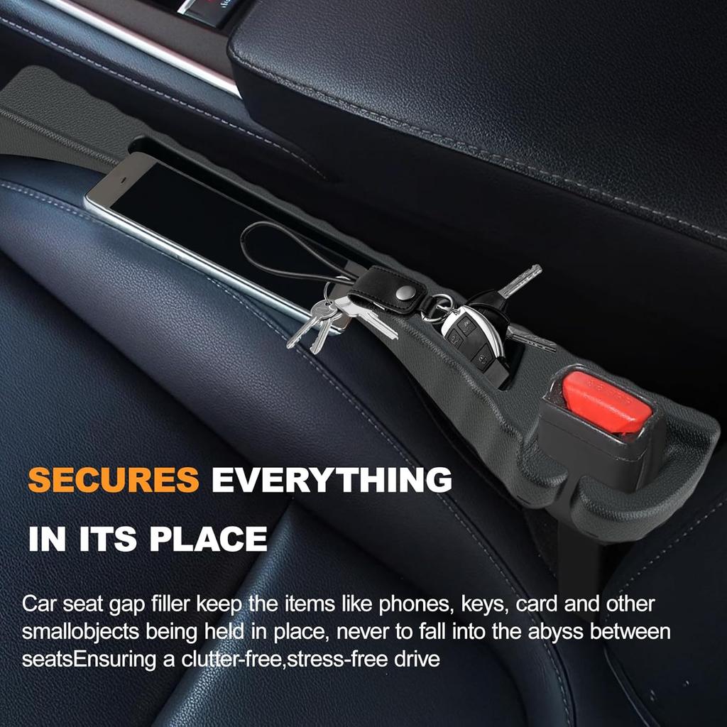 2PCS Car Seat Gap Filler, Seat Gap Filler For Cars SUV Trucks, Car Essentials, Effectively Prevent Things From Falling Off (Universal, Black)