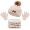 3-teiliges Pompon Baby Mütze Schal Handschuhe Set Einfarbig Mützen Handschuhe Sets Neue Strickmützen Schals