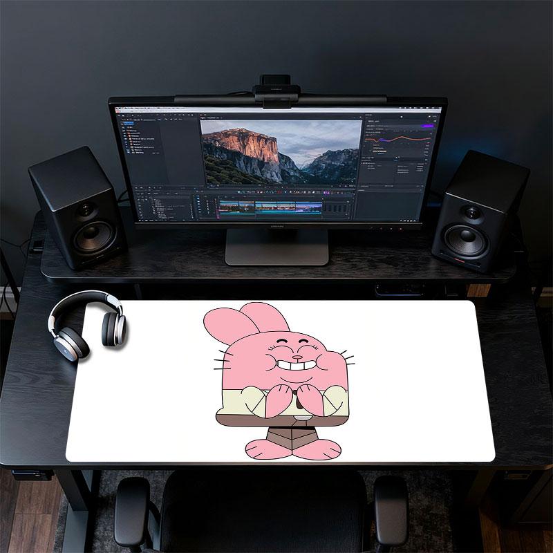 Richard Watterson Mauspade, Große Gaming-Schreibtischmatte, Rutschfestes XXL-Mauspad für Laptop & Tablet, Mini-PC-Spielmatte mit genähten Kanten