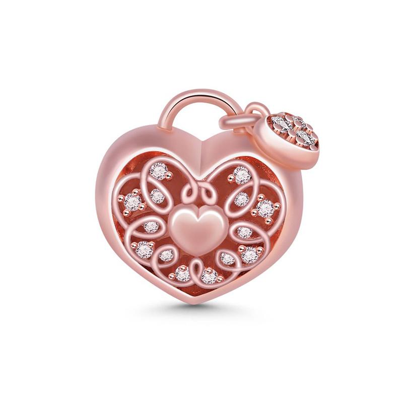 New Copper Charm Rose Gold Infinity Heart Bead Fit Snake Chain Bracelet Necklace Women Diy Jewelry