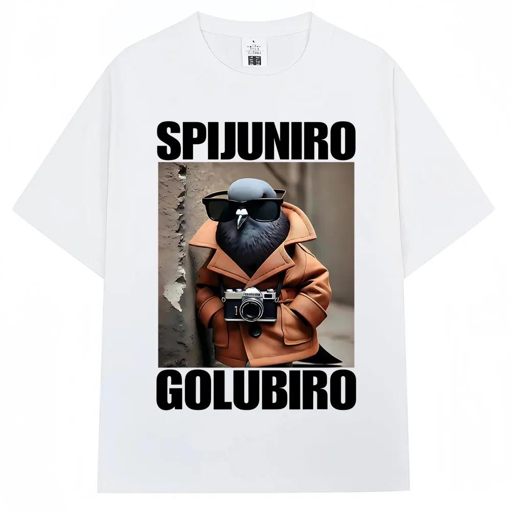 Spijuniro Golubiro Funny Italian Brainrot Meme T Shirt Humor Pigeon Graphic Men Women Novelty T-shirts Fashion Loose Tees
