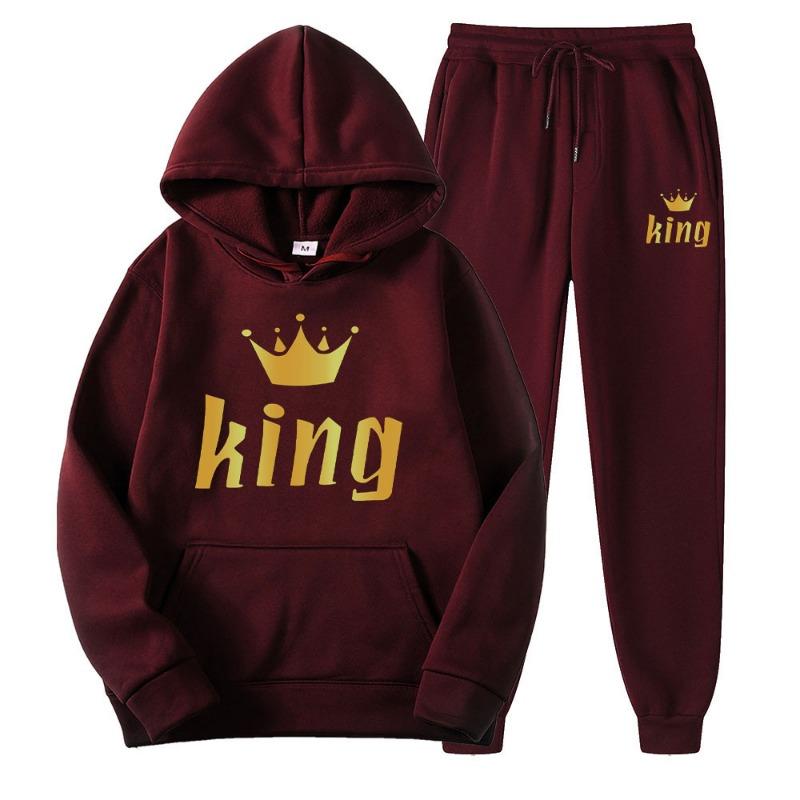 Paar Hoodie Set lässig locker langärmelige Sportbekleidung Fleecejacke Jogginghose Herren Damen Hoodies Kurzarmshirts (Herren)
