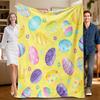1 Piece Easter-themed Yellow Flannel Blanket, Soft, Suitable for Sofa, Bed, Office, All-season Use.