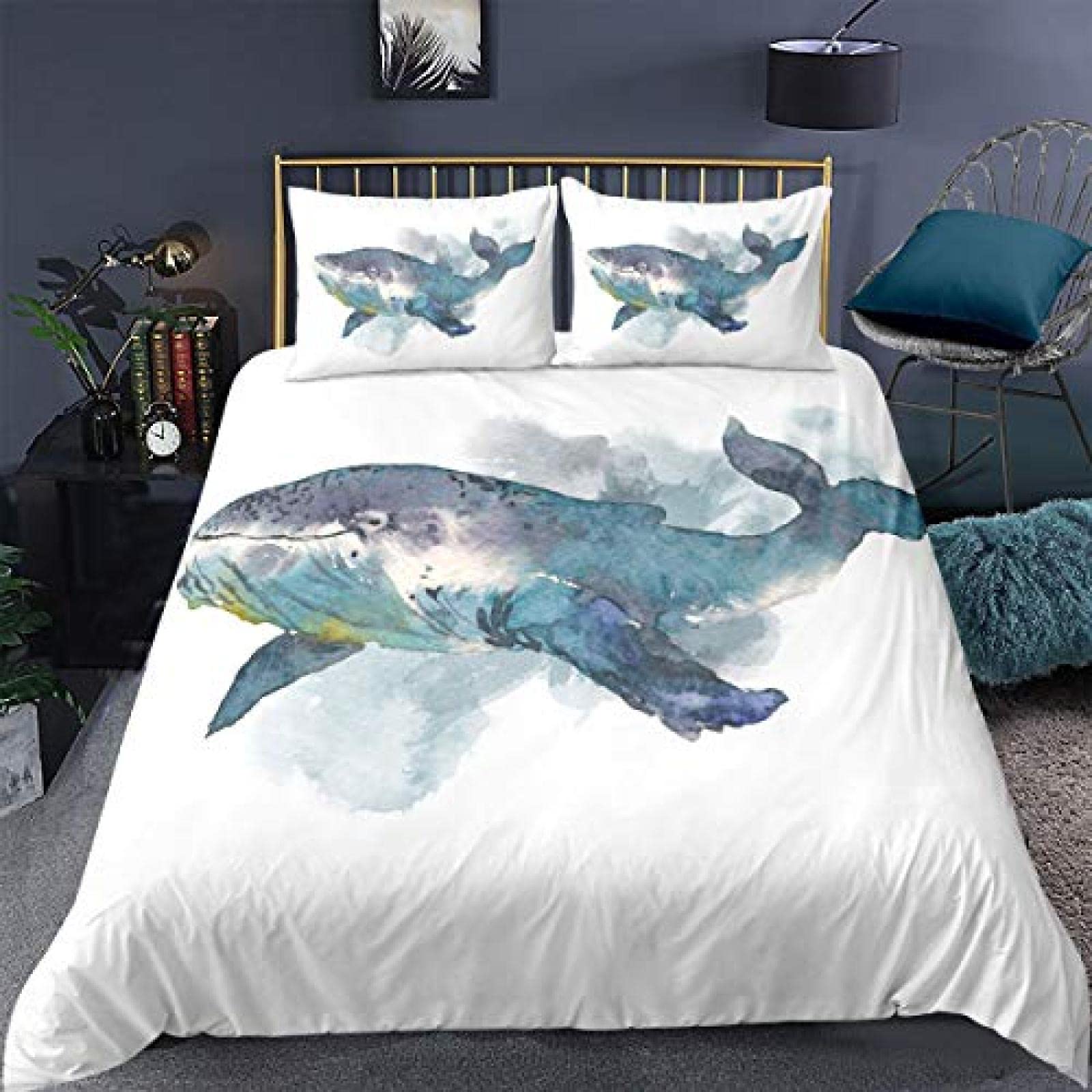 

Одеяло-кит с двумя кроватями размера «king-size», для детей и подростков, с изображением семьи косаток, с изображением матери и ребенка, плавающих в океане, комплект пододеяльников из полиэстера EU single(135x200cm)