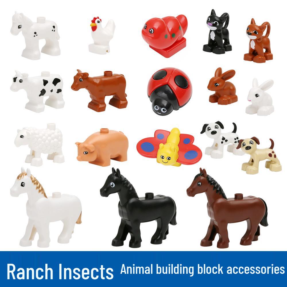 Gegele Lego-Compatible Building Blocks: Large Particles & Small Animal Accessories - Ocean, Zoo, Dinosaur Educational Toys