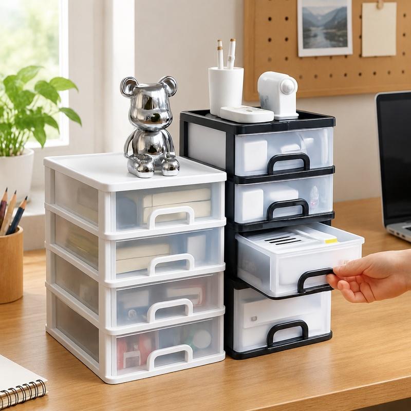 Multi-Drawer Plastic Storage Cabinet for Office and Home Desk Organization