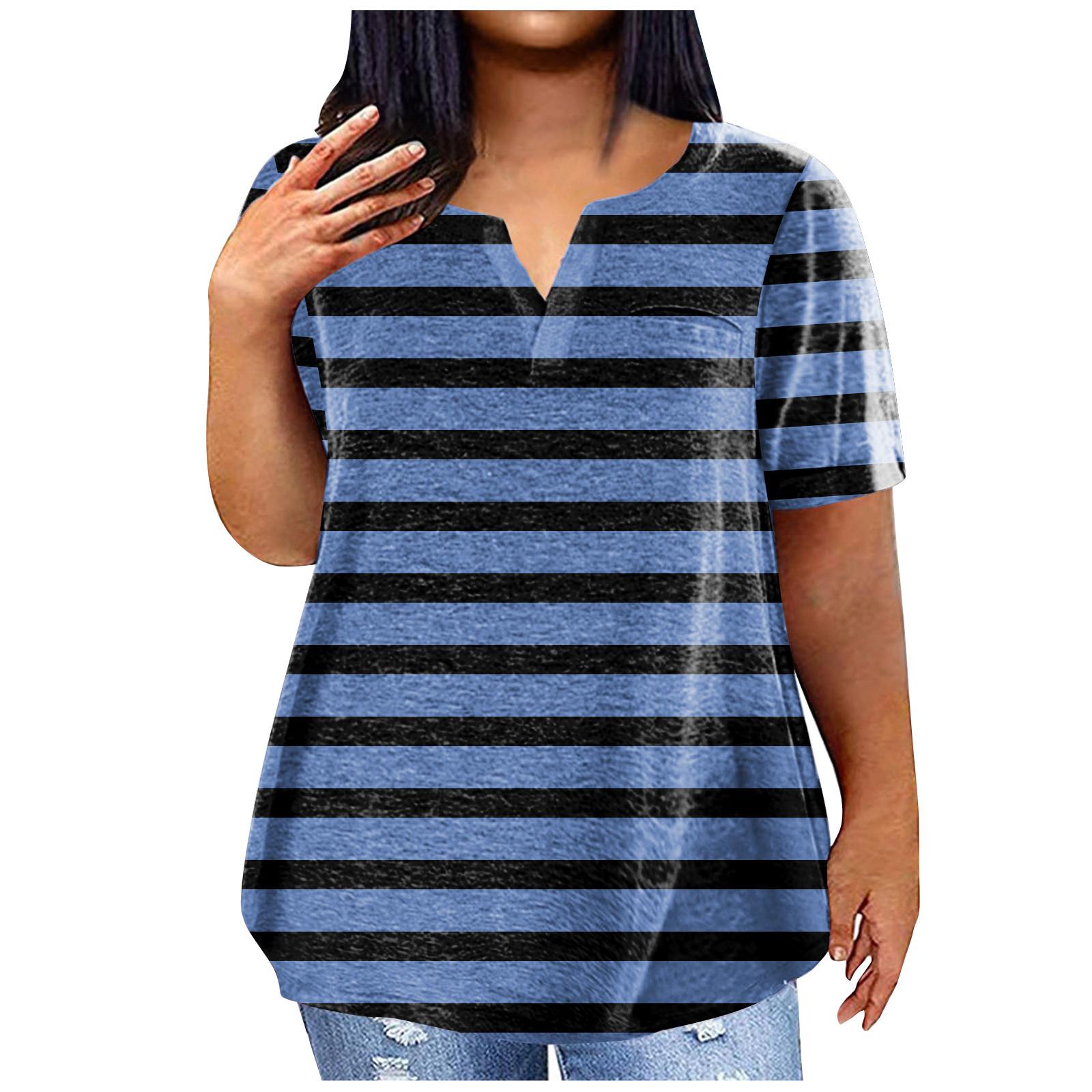 

Жіноча велика літня футболка з принтом у повсякденному стилі з V-подібним вирізом і короткими рукавами з кишенями XL