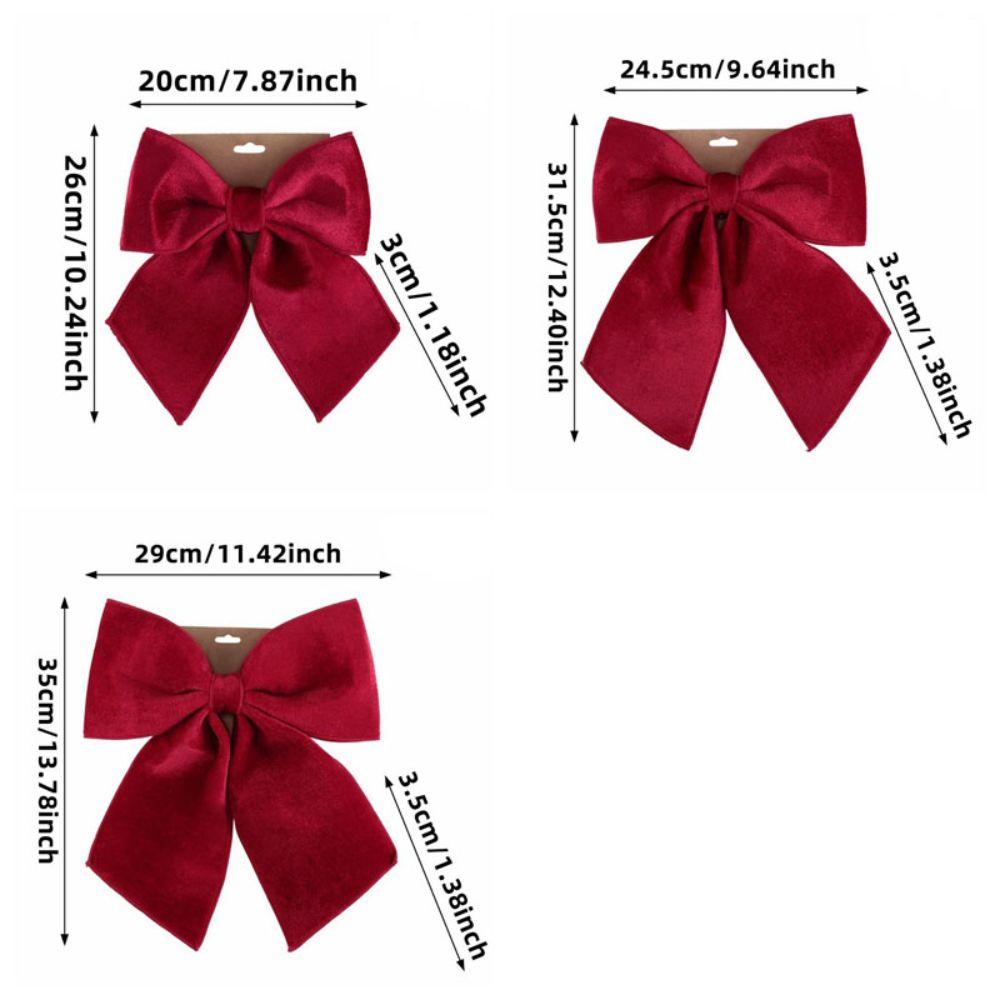 Solid Color Christmas Bow Ornament Velvet Xmas Gift Box Bow Christmas Tree Bows Christmas Decor