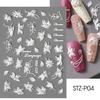 Weiße 5D-Simulationsperlen-Wellenlinien-Nagelkunstaufkleber, elegante, exquisite Nageldekorationsaufkleber, selbstklebende Transferschieber-Maniküre