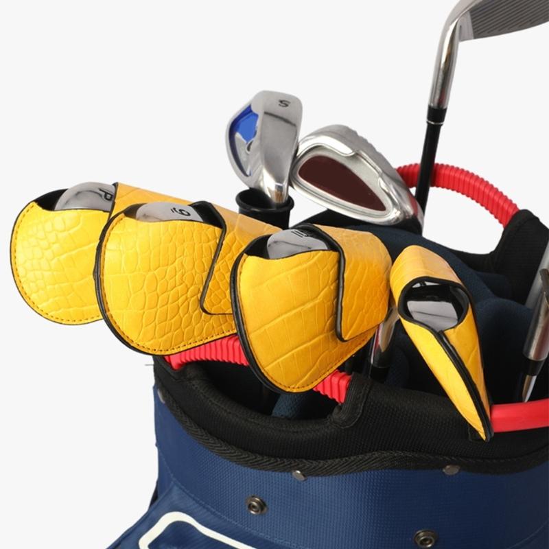 Universal Yellow Golf Iron Club Head Cover Protection Sleeve Golf Rod Head Cases Waterproof PU Golf Club Head Cover