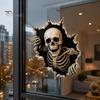 Seasonal Glass Door Stickers Halloween Break-in 3D Wall Decals, Spooky Breaking Through Walls Sticker, Illusion Indoor Outdoor Party Supplies