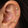 3Piece Stainless Steel Star Moon Ear Stud Earrings Set Women Daily Wear Cartilage Piercing Earring Punk Unisex Rock Jewelry