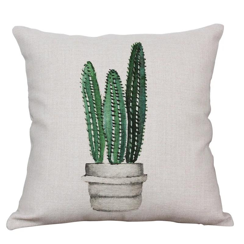 Nordic Simple Fresh Cactus Succulent Pot Linen Pillowcase 18X18In Home Decoration Short Plush Pillow Cover 45X45Cm Cushion Cover