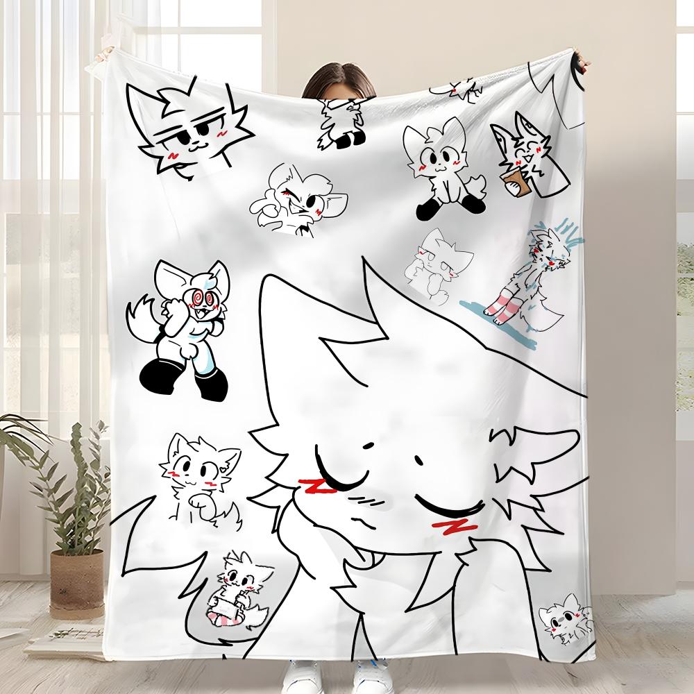 Cute Cat b-Boykisser Throw Kid-Friendly Flannel Throw Blanket Soft Warm Anti-Static Washable All Season