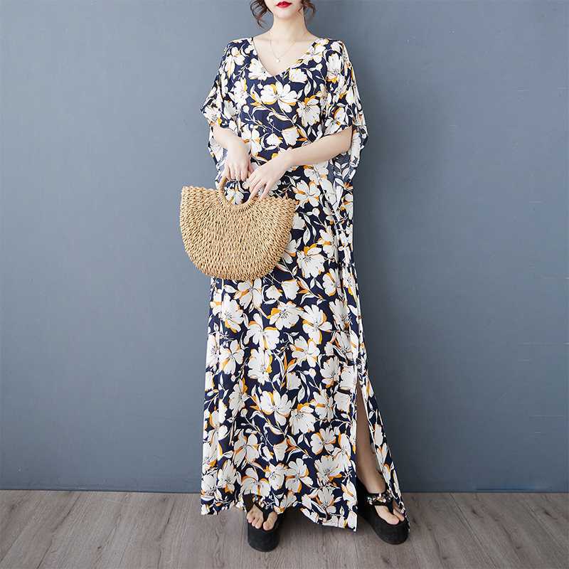 Women's Casual Retro Cotton and Linen Beach Dress