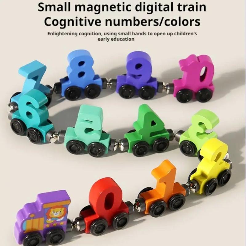 Wooden Number Digital Magnetic Train Toys Colorful Building Blocks Educational Hand-Eye Coordination Magnetic Digital Train