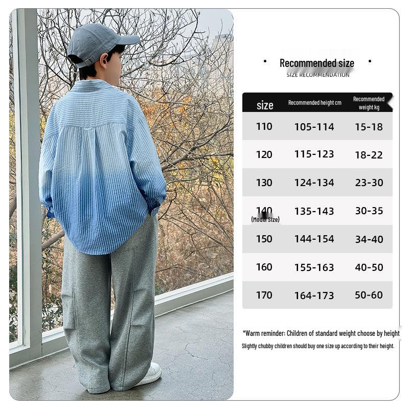 

Весна 2025 Рубашка для мальчиков свободного кроя в полоску с принтом панды и эффектом дип-дай 130 cm