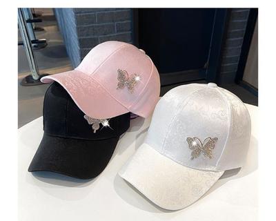 Ladies Summer New Versatile Cap Rhinestone Butterfly Sweat Absorbing Sunscreen Sun Hat Fashion Versatile Baseball Cap Breathable
