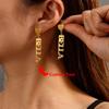 Custom Name Earrings For Women Gold Color Stainless Steel Heart Name Stud Earring Handmade Christmas Jewelry Gifts