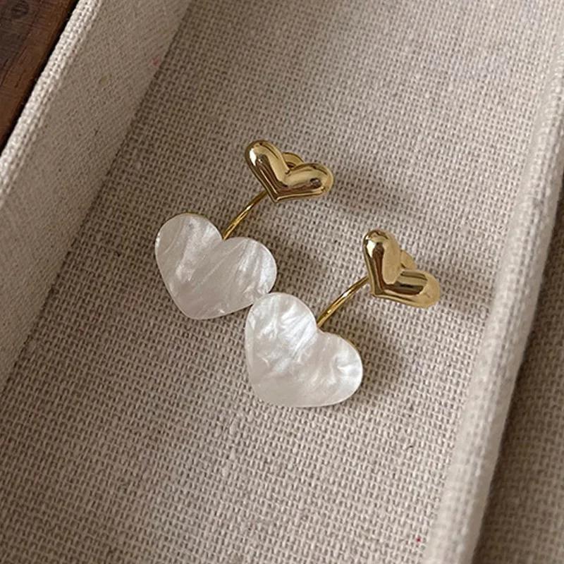 LATS New Fashion Contracted Heart Pearl Fine Earrings Joker Sweet Elegant Temperament Women Drop Earring Fashion Jewelry