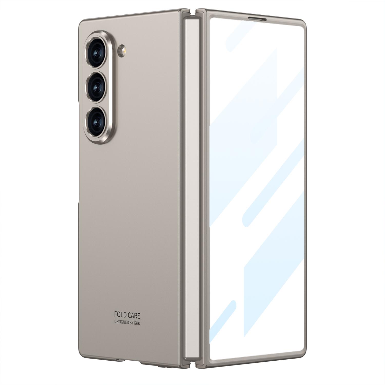 

Ультратонкий жесткий чехол для телефона из ПК для Samsung Galaxy Z Fold 6, чехол с защитной пленкой для экрана, деловой защитный роскошный люкс For Galaxy Z Fold 6 золотой