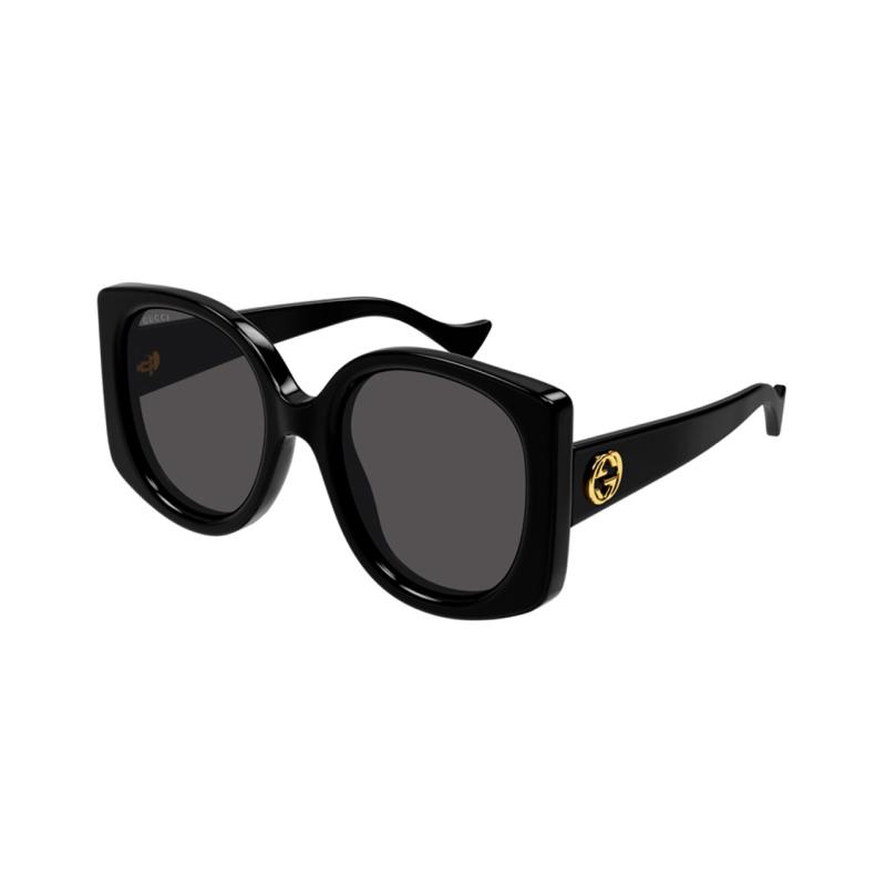 

GUCCI Grey Lenses Plate Frame Irregular Sunglasses Women s Black 53 чёрный