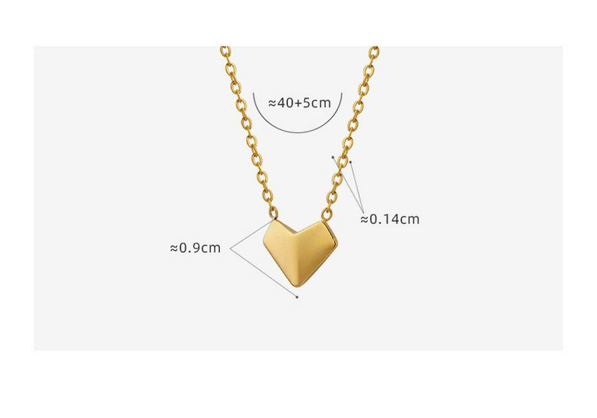 18k Gold-Plated Heart-Shaped Titanium Steel Clavicle Necklace - Handmade, Stylish, for Women